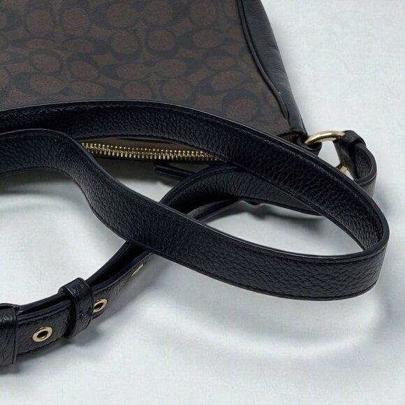 Coach Ellie Dark Brown Black Signature Canvas Crossbody Shoulder Bag - Picture 5 of 16